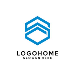 Hexagon letter S architecture logo design vector template, icon, symbol