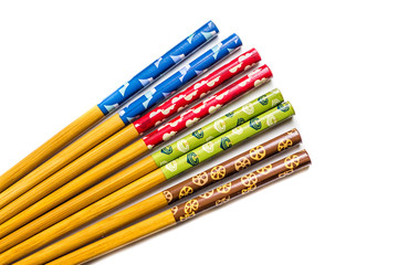 Bamboo chopsticks for Chinese food white isolated