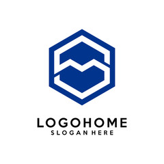 Hexagon letter S architecture logo design vector template, icon, symbol