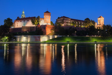 Fototapeta na wymiar Wawel Castle at Night in Krakow