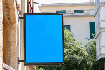 Store brand sign mockup with natural landscape