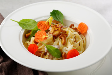 Fresh pasta with chanterelles