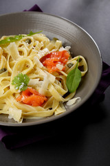 Homemade pasta in bowl