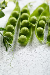Fresh green peas close-up