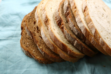 Rye and wheat bread slices close-up