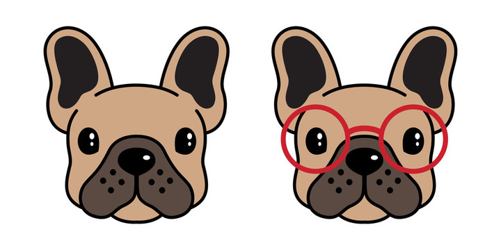 dog vector french bulldog pug icon logo glasses cartoon character illustration symbol brown