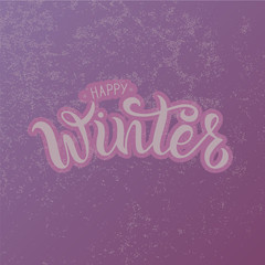 Vector illustration of happy winter text for typography poster, logotype, flyer, banner, greeting card or postcard.