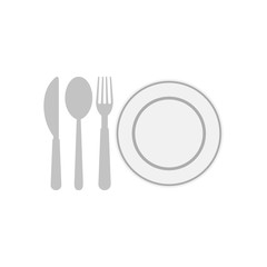 Plate with fork, knife and spoon