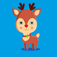 Christmas deer.Reindeer.Rudolph the red-nosed