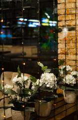 flowers on the restaurant window