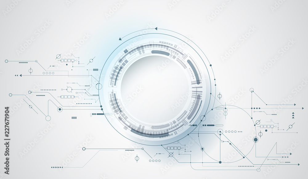Aufkleber vector design 3d paper circle with circuit board. illustration abstract modern futuristic, engineeri