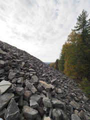 Keltischer Ringwall Otzenhausen im Herbst auf dem Dollberg - eine der eindrucksvollsten keltischen Befestigungsanlagen in Europa 
