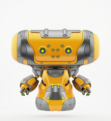 Aerial orange robotic creature, 3d illustration