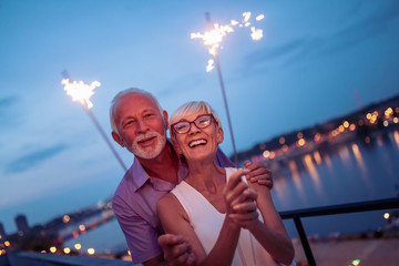 Senior couple having fun together