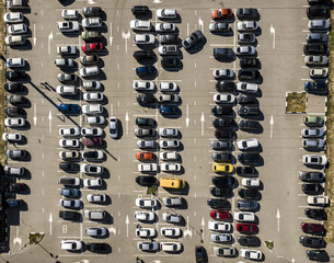 top view of car parking texture aerial drone shot background f