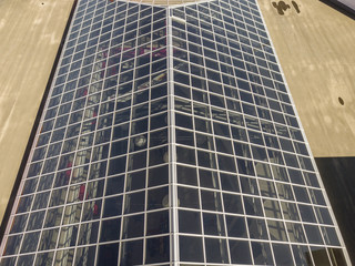 top aerial view of modern building with glass roof rooftop background f