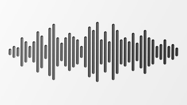 Sound wave with imitation of sound. Audio identification technology. Vector illustration.