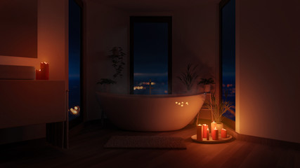 Badezimmer bei Kerzenschein