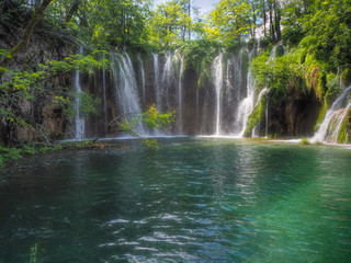 Fototapeta na wymiar Lake and waterfalls in Croatia