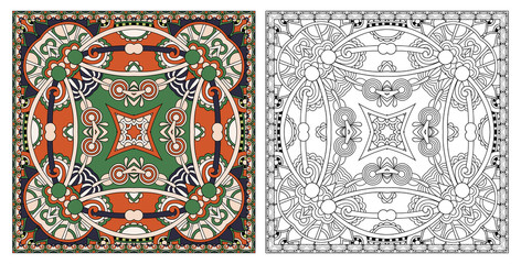 coloring pages, coloring book for adults, authentic carpet desig