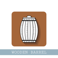 Wooden barrel for beer, water and beverages. Flat icon for site, business. Vector illustration