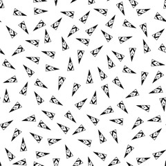 Triangles. Black and white seamless pattern. Geometric, abstract background for covers, textile. Doodle shapes.