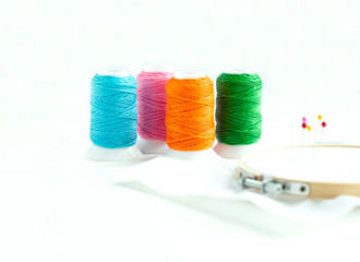 Colorful Waxed Cotton Cord on white background for DIY