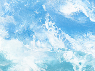Blue creative abstract hand painted background, marble texture, abstract ocean