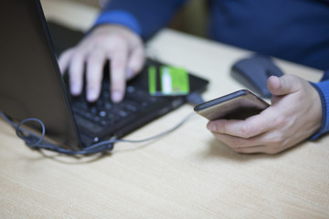 Purchase in the online store.Transfer of money by credit card.