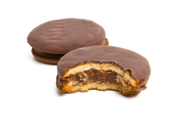 chocolate double cookies isolated