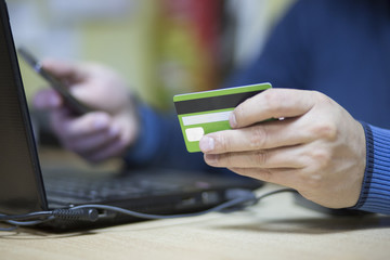 Purchase in the online store.Transfer of money by credit card.