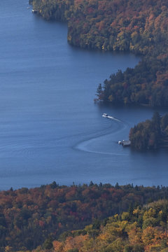 Boat ride around Lake Placid in the Adirondacks