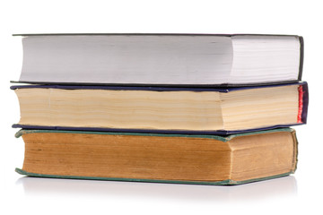 Stack of books on a white background. Isolation