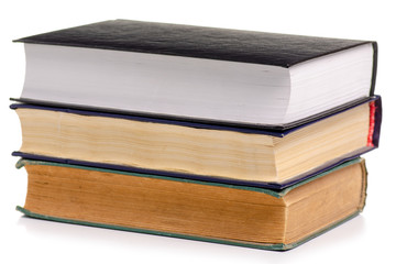 Stack of books on a white background. Isolation
