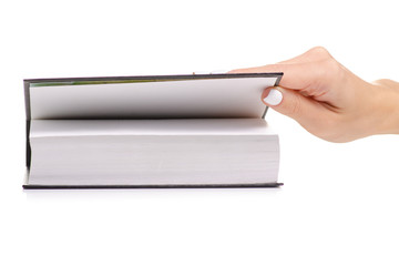Book in hand on white background isolation
