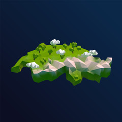 Switzerland Vector Low Poly 3D Cartoon Map
