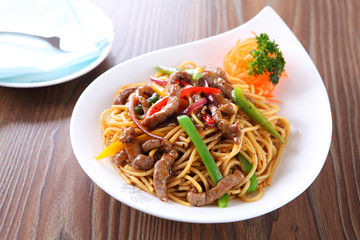 Black Pepper Beef Fried Spaghetti