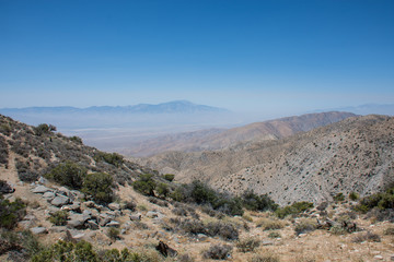 Keys View, a scenic desert viewpoint in Joshua Tree National Park, shows a beautiful view of the Coachella Valley below