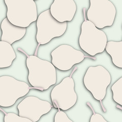 Seamless pattern with pears. Application. Pears cut from paper.