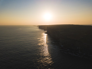 Aerial view of Inishmore on the Aran Islands at the sunset