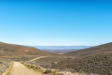 Landscape on road R356 to Ceres. Snow is visible