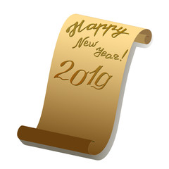 2019 happy new year - a congratulatory inscription on scroll.