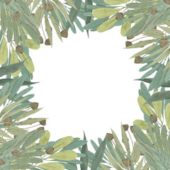 Watercolor Square Leaves Frame