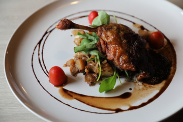 duck confit , Roasted Duck leg French food