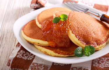 Pancakes with orange marmalade