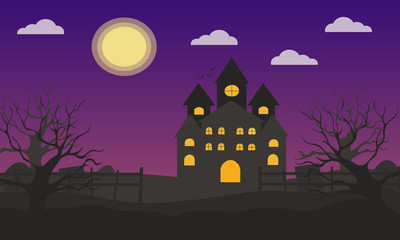 horror Castle flat illustration vector
