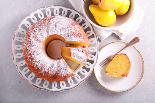 Saffron Bundt Cake With Pears