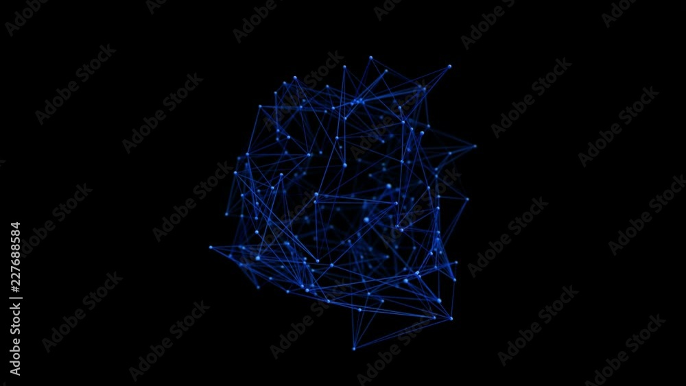 Poster abstract 3d rendering of a network concept. cgi loop animation with spheres and lines. modern backgr