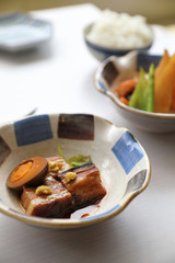 boiled pork roast japanese food style with rice