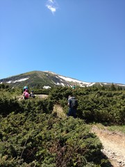 hiking in the mountains